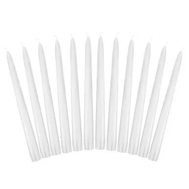 10" x 7/8" White Taper Candles (12) - Emkay