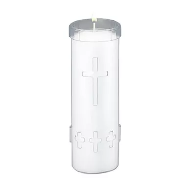 12P Unbreakable 5-Day Free Standing Devotional Candles 5.75" x 2.5" (Clear, Bulk Case of 24) - Emkay