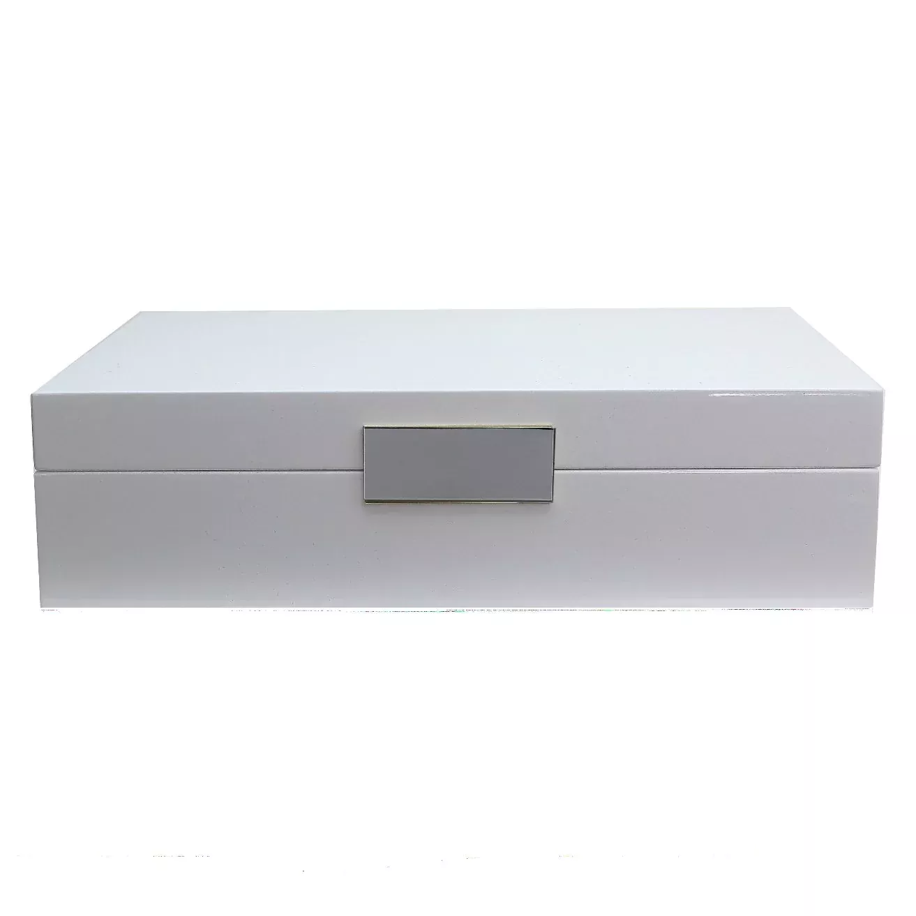 Addison Ross - White Lacquer Large Storage Box With Silver Trim