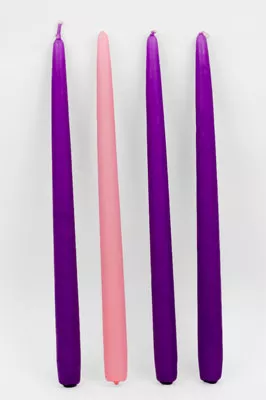 Advent Candles, 3 Purple/1 Pink, 7/8" x 12"