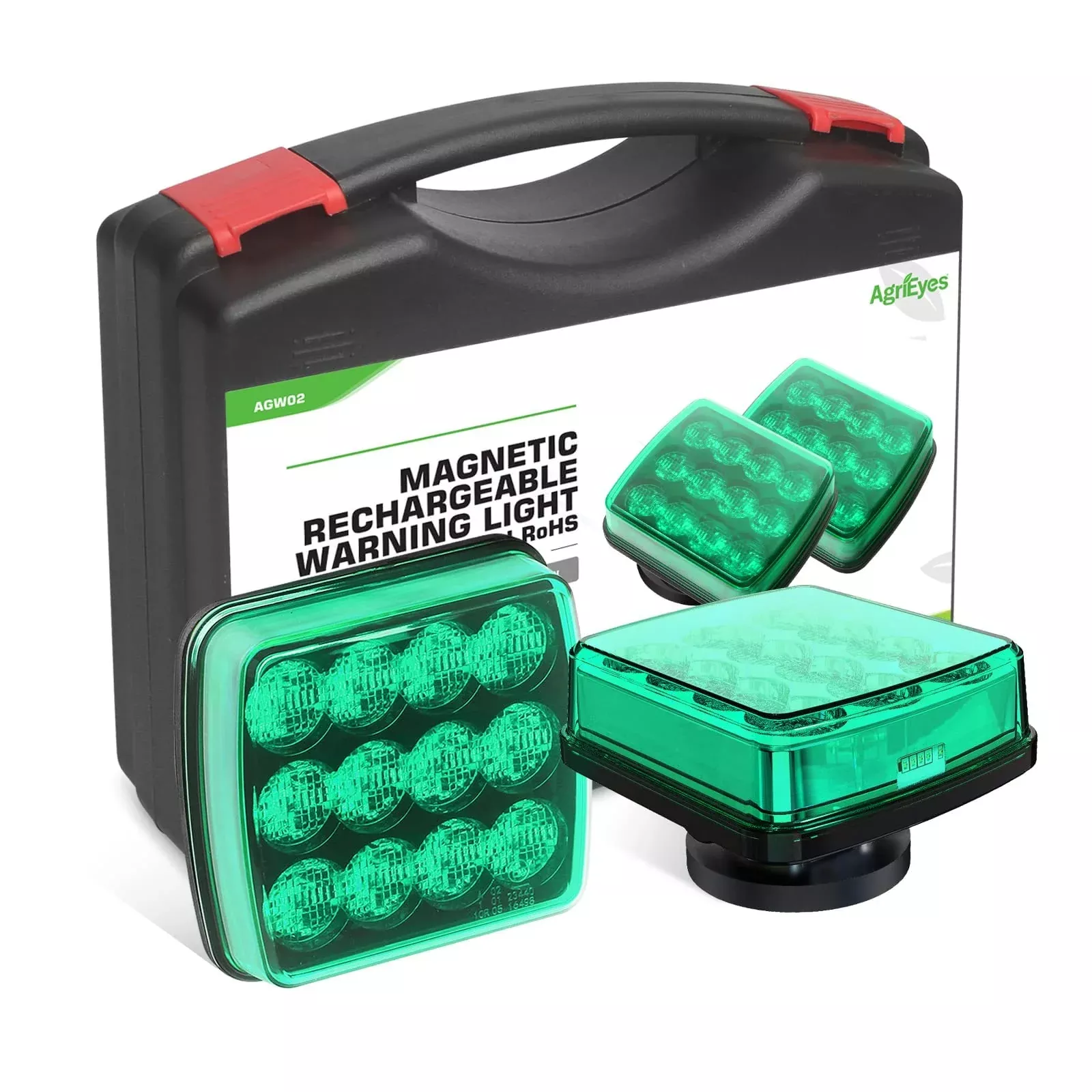 Agrieyes Wireless Emergency Strobe Lights - Rechargeable LED Beacon, Green, Mini, for Trucks & Vehicles, Model W02-003
