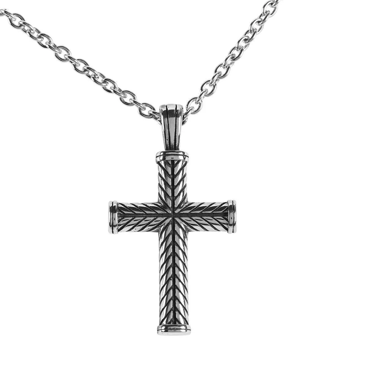 Antiqued Wheat Boss Cross Necklace