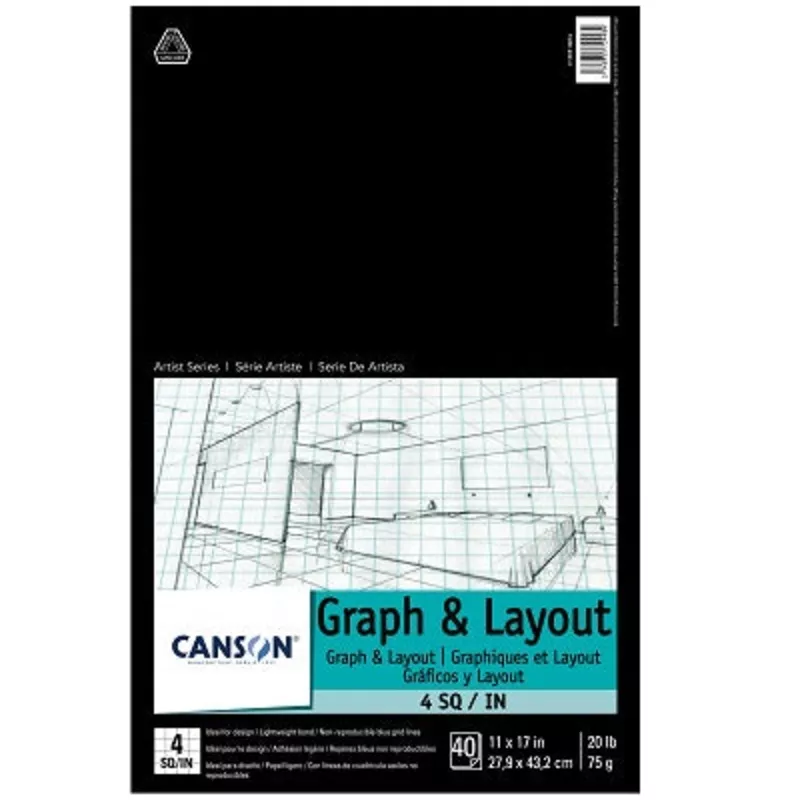 Art Paper Pad-Graph & Layout 11×17 20lb. Quad 4/Inch