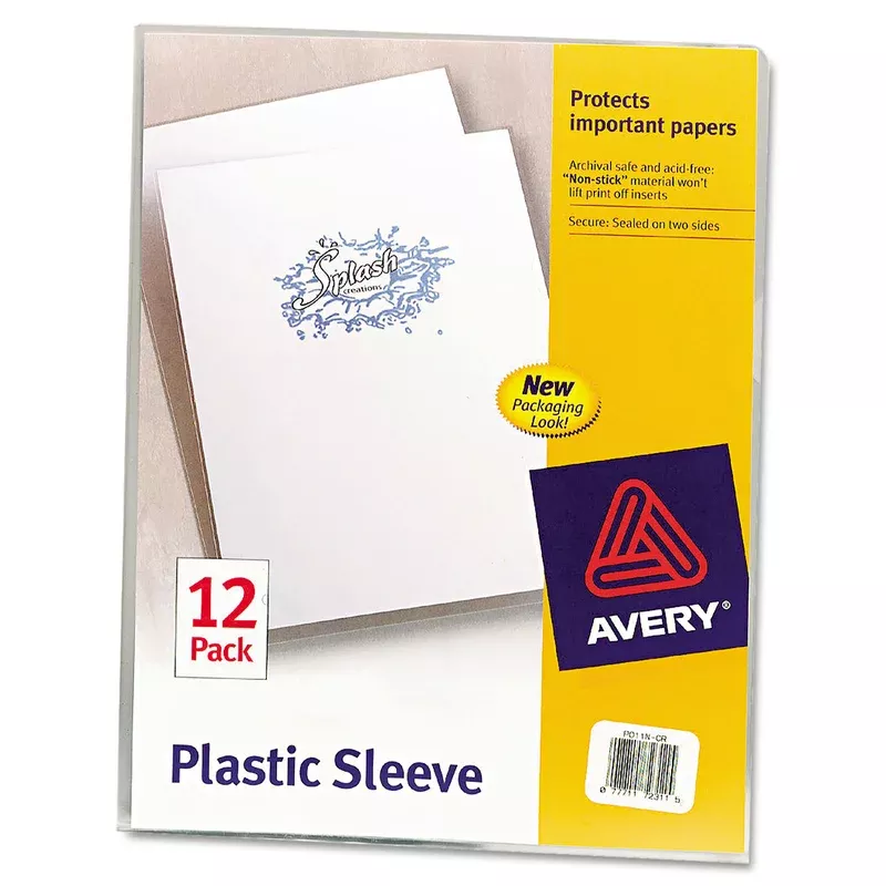 Avery 72311 Clear Plastic Sleeves, Letter Size, Clear, 12/Pack (AVE72311)
