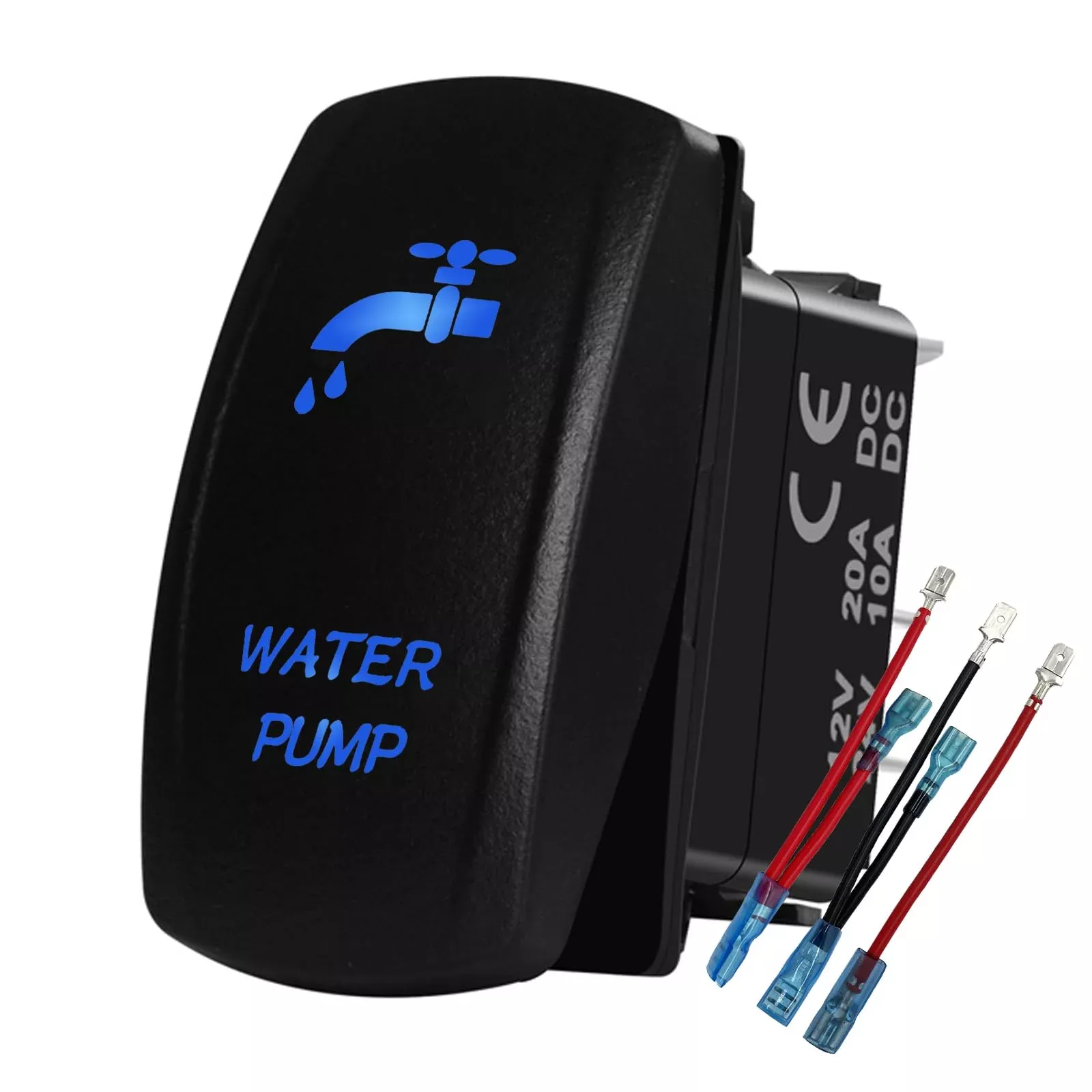 BACAUTOPARTS Blue Backlit 5Pin Water Pump Rocker Switch for Car Boat Marine RV 12V 24V