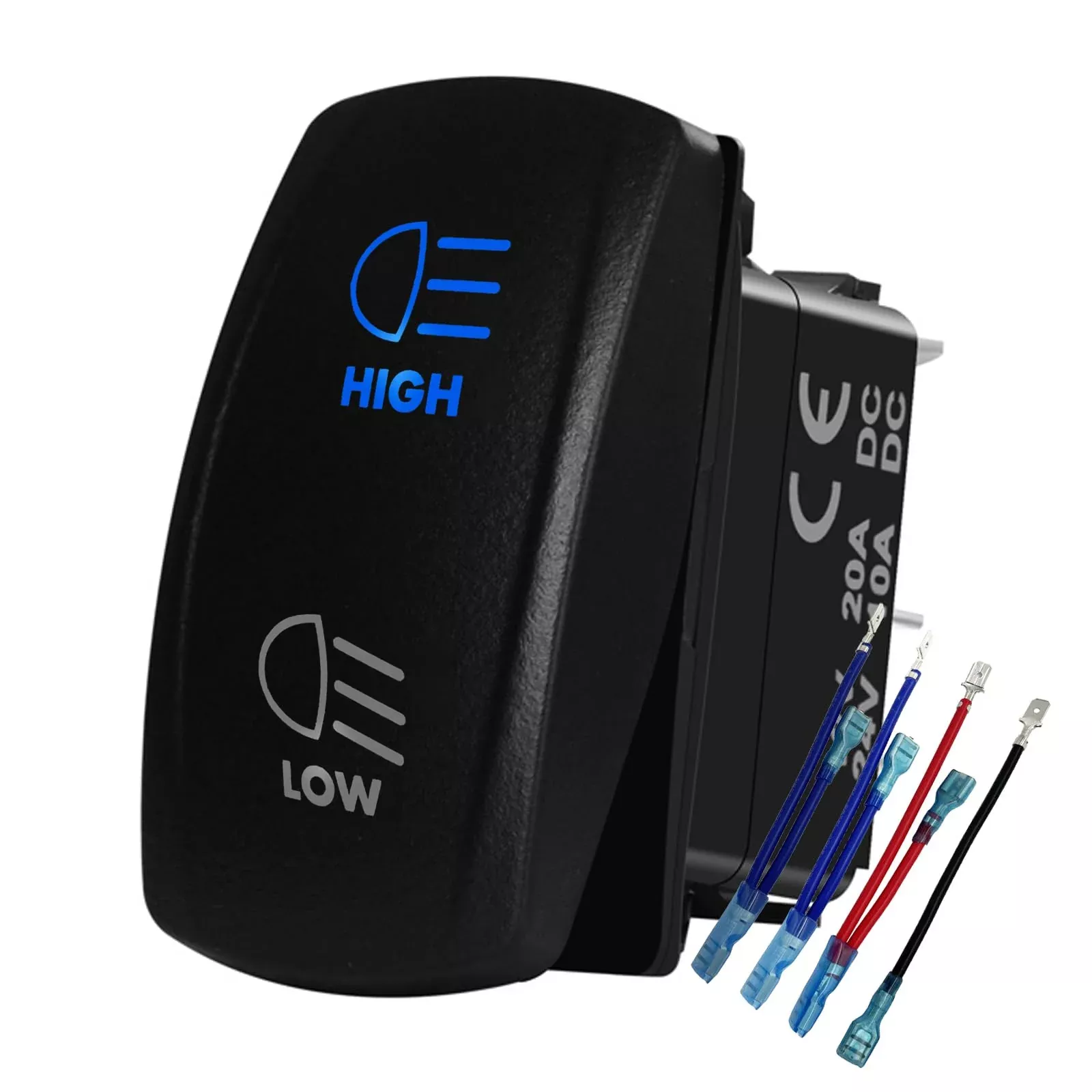 Bacautoparts Blue Backlit Headlight High Low Beam Rocker Switch 7Pin On-Off-On Dpdt Toggle Switch For Car Truck Jeep Yj Automotive Trailer Tractor Truck Utv Pickup Rzr 12V 24V
