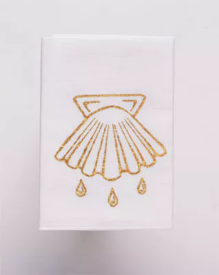 Baptismal Cotton Napkin with Silk-Screened Shell (Pack of 12)