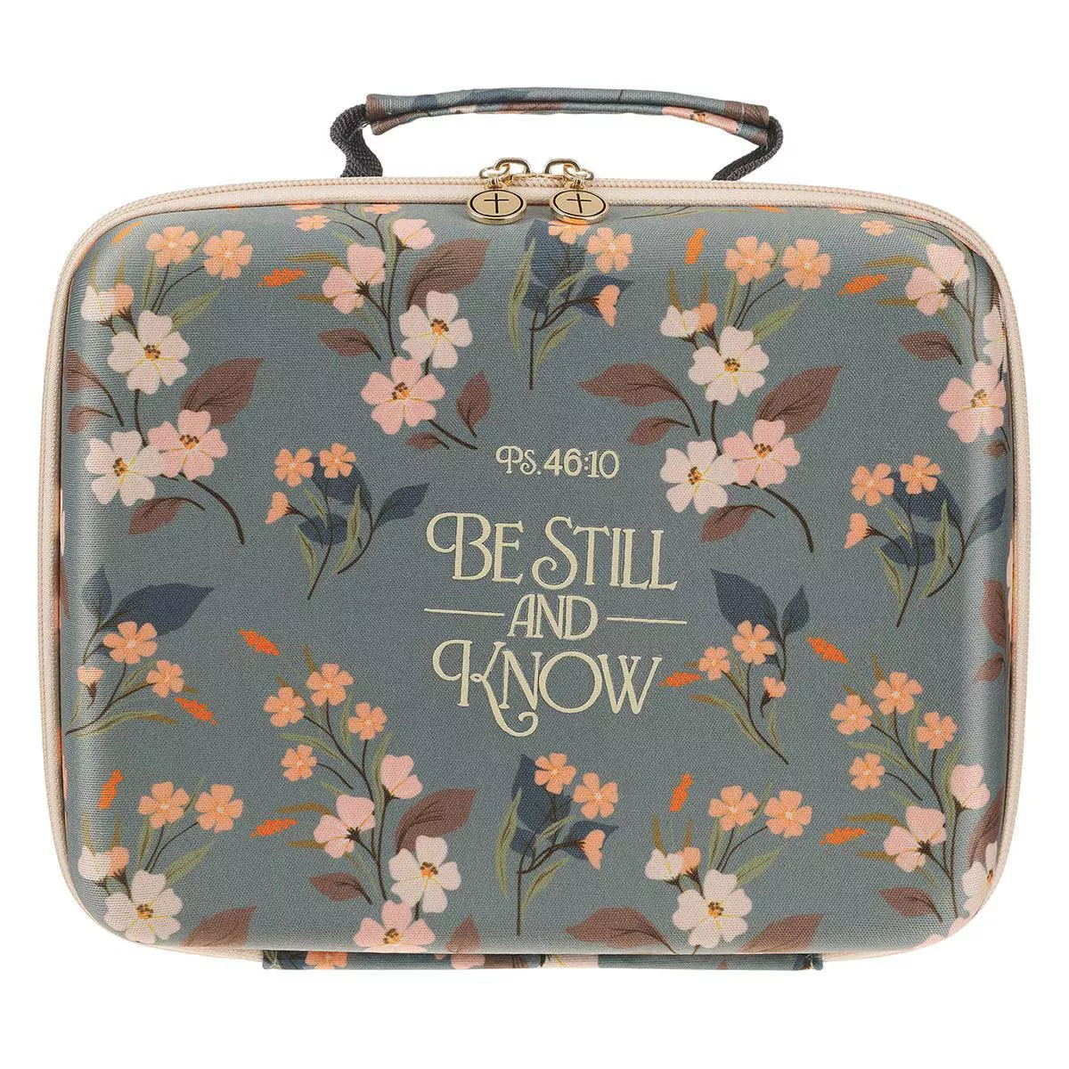 Be Still and Know Teal Two-fold Organizer Bible Case – Psalm 46:10