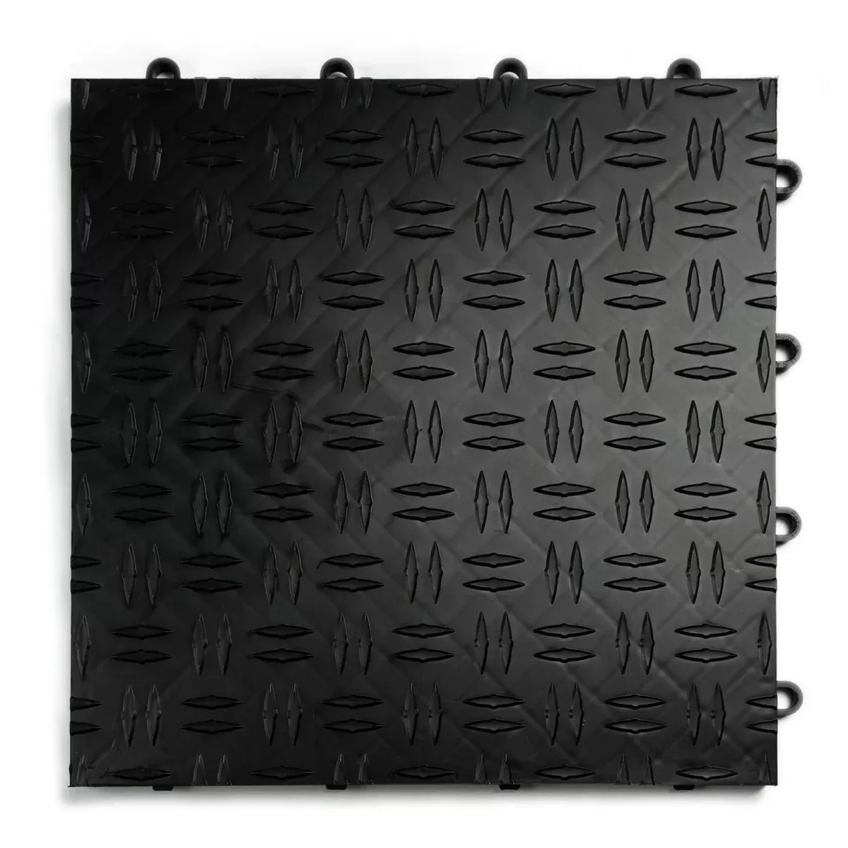 Big Floors Garagetrac Diamond, Durable Copolymer Interlocking Modular Non-Slip Garage Flooring Tile (24 Pack), Black