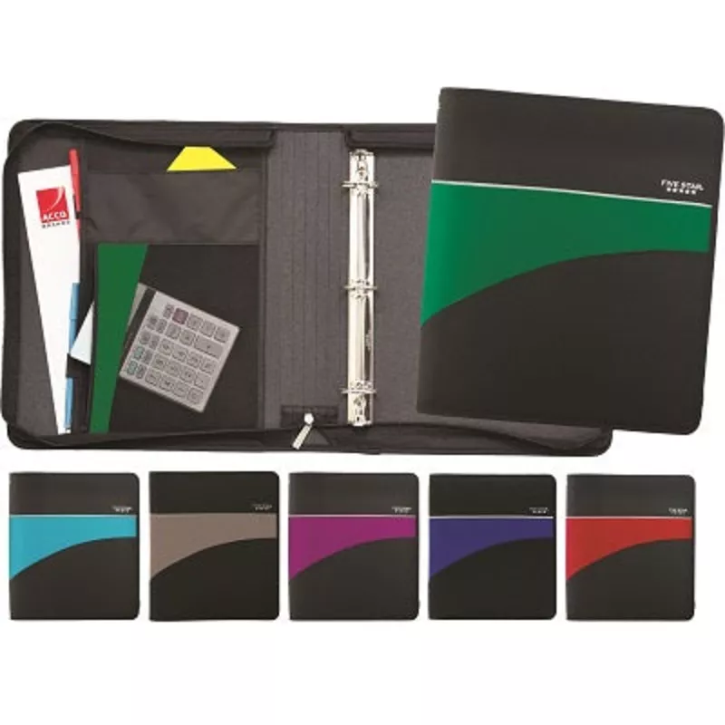 Binder-Zippered, Five Star 2″, Assorted Colours