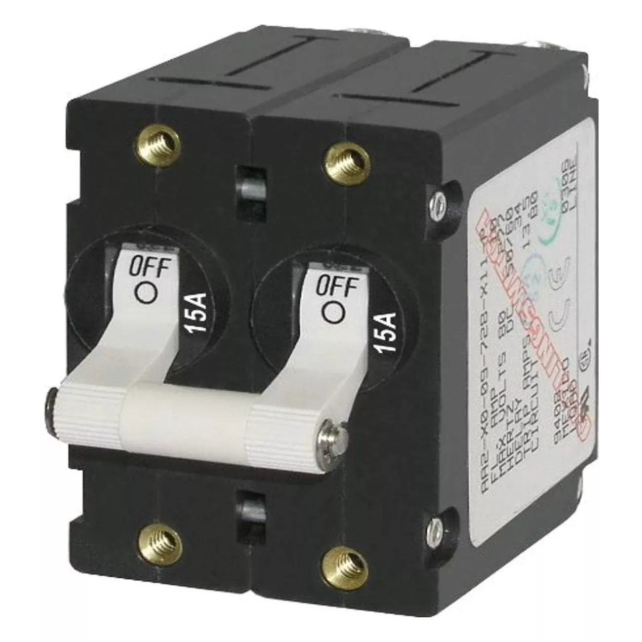 Blue Sea Systems 7235 A-Series White Toggle Circuit Breaker - Double Pole 15A