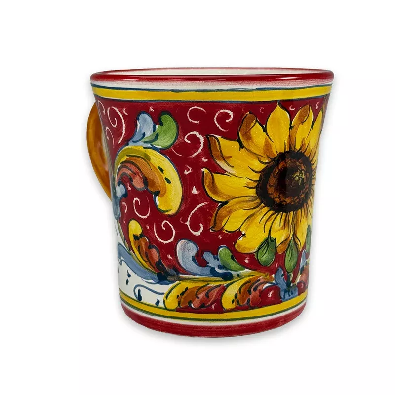 Borgioli – Sunflower on Red Mug