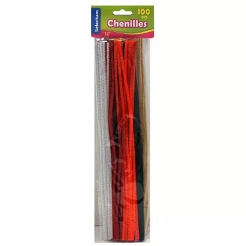 CHENILLE STEMS-12IN. ASSORTED COLOURS, 100/PACK