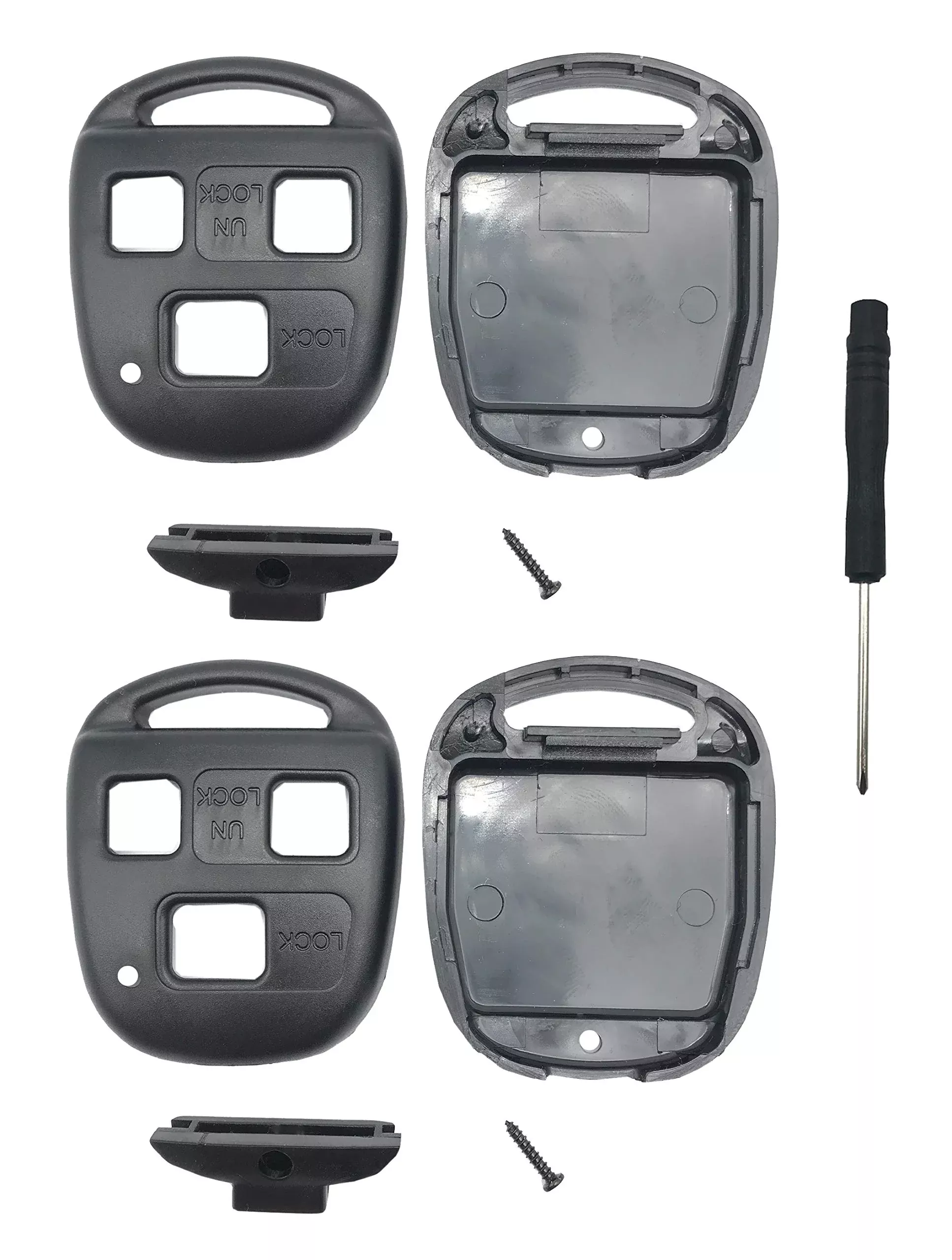 Chyoekey Replacement Key Fob Shell Case for Lexus - Black 2 Pack, Plastic Cover for Keyless Entry Remote Models ES, GS, GX, IS, LS, RX, SC