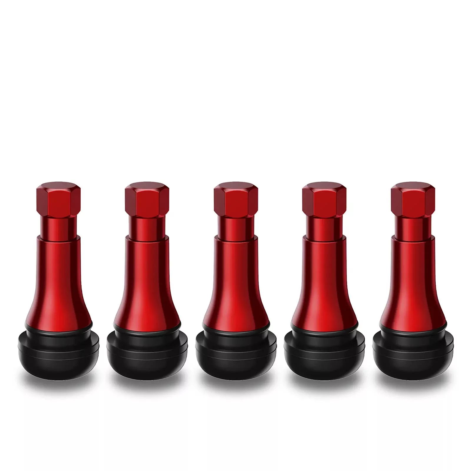 Ckauto Tr413Ac Red Chrome Rubber Snap-In Tire Valve Stems (5 Pack)