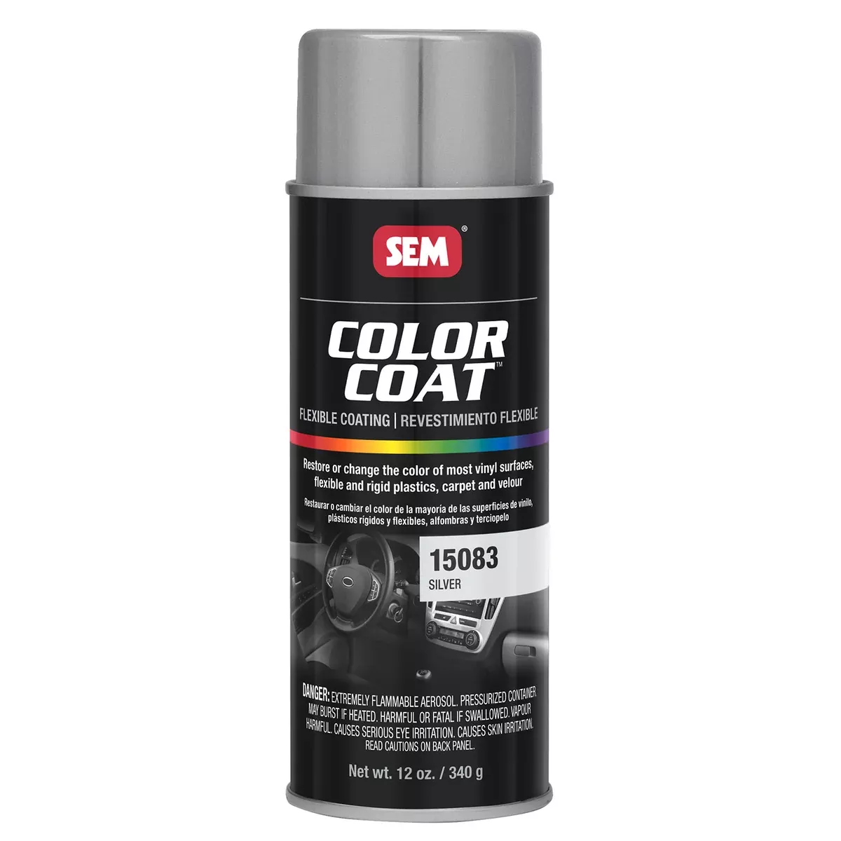 Color Coat - Plastic & Vinyl Flexible Coating, Silver, 12 oz. Aerosol