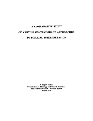Contemporary Approaches to Biblical Interpretation - CTCR