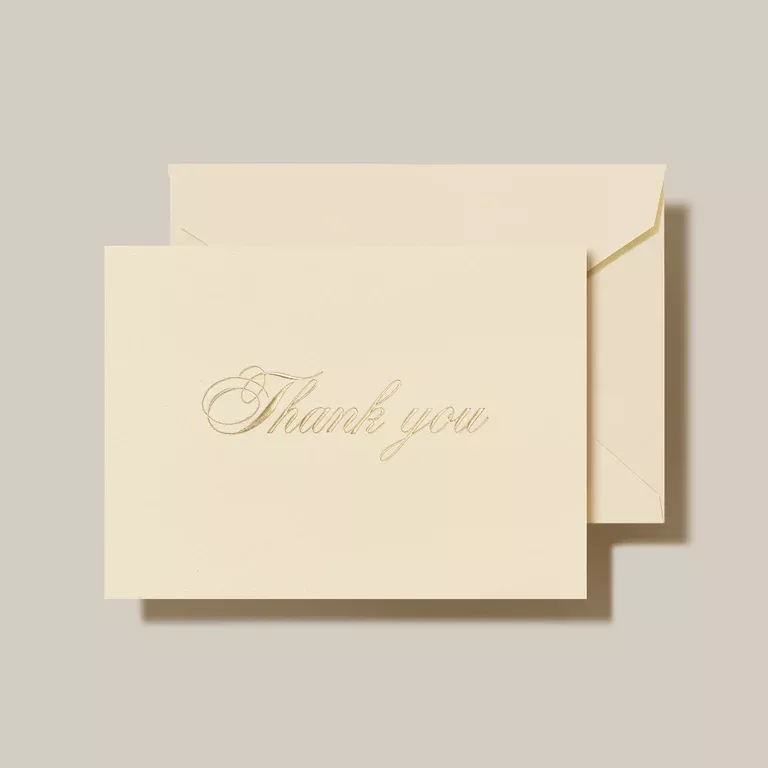 Crane Gold Script Thank You Note