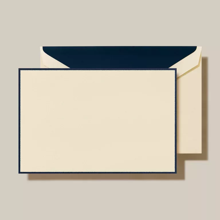 Crane Navy Bordered Ecru Correspondence Card