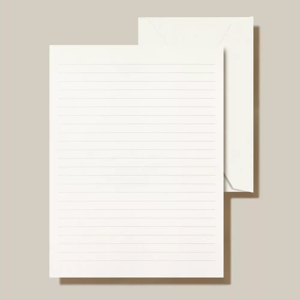 Crane Ruled Pearl White Half Sheet
