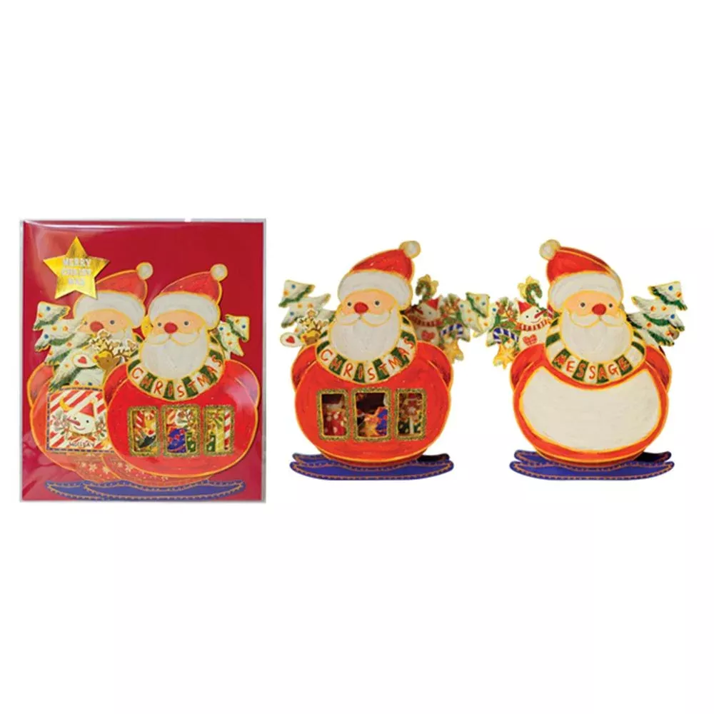 D'Won 3D Christmas Pop-Up Santa On Ski Card