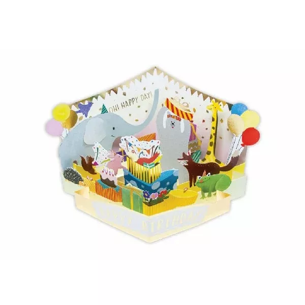 D'Won 3D Pop Up Card Happy Birthday Animal Parade