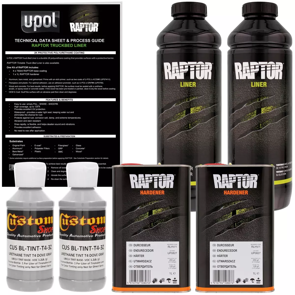 Dove Gray - U-POL Urethane Spray-On Truck Bed Liner & Texture Coating, 2 Quarts