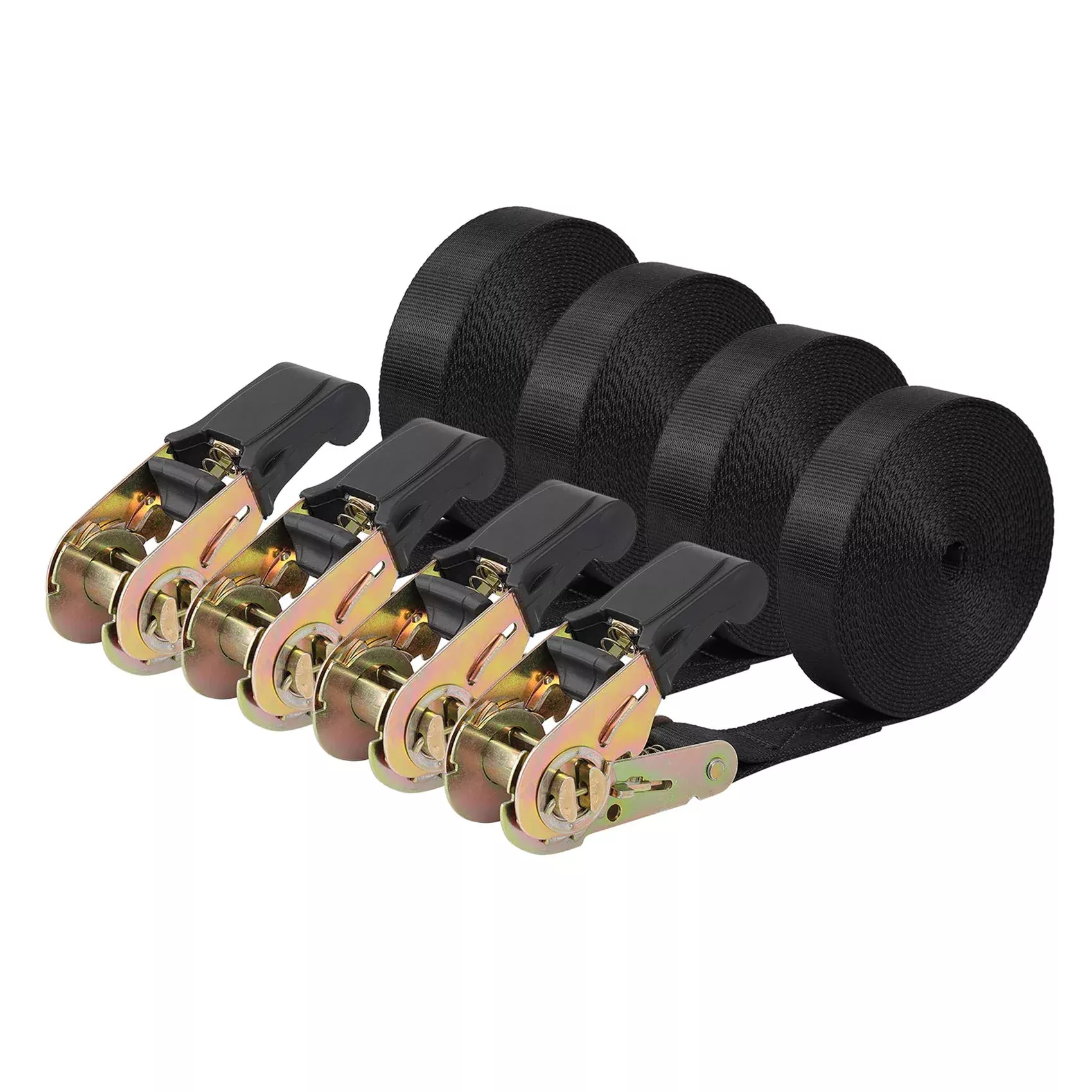Endless Ratchet Tie Down Straps Heavy Duty Cargo Tie Downs, Durable Nylon Black Strap Down Ratcheting Securing Straps, Track Spring Fittings, Tie-Down Motorcycles, Trailer Loads, Kayak (20'X2-2Pack)