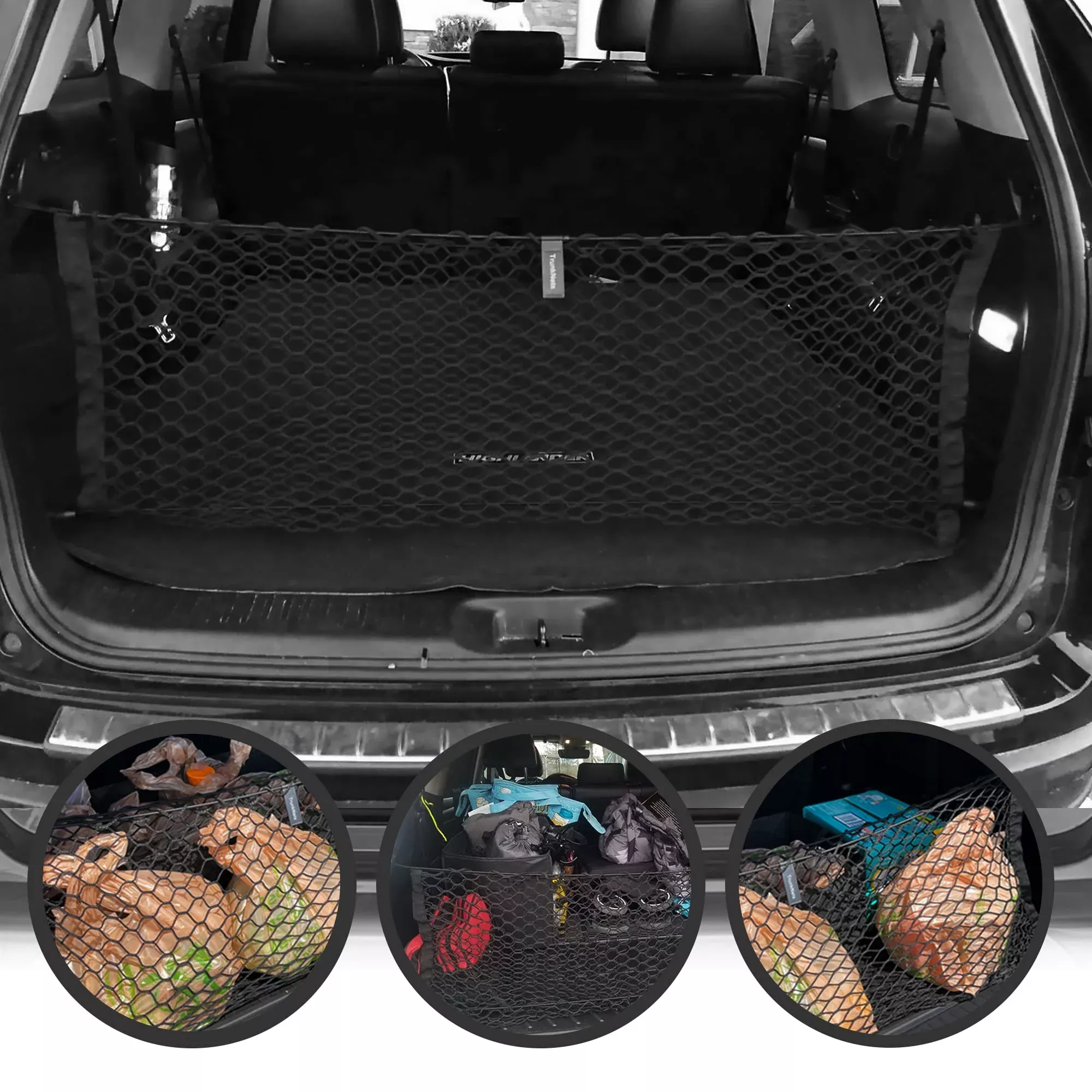 Envelope Style Trunk Mesh Cargo Net For Toyota Highlander 2020-2024 Car Accessories - Premium Trunk Organizers And Storage - Cargo Net For Suv Truck - Best Carrier Organizer For Toyota Highlander