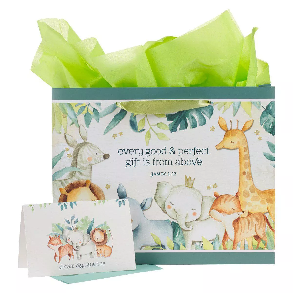 Every Good and Perfect Gift Forest Animals Large Landscape Gift Bag with Card Set – James 1:17