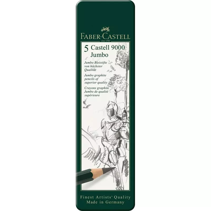 Faber-Castell Castell 9000 Graphite Pencil Tin of 5 - HB,2B,4B,6B,8B