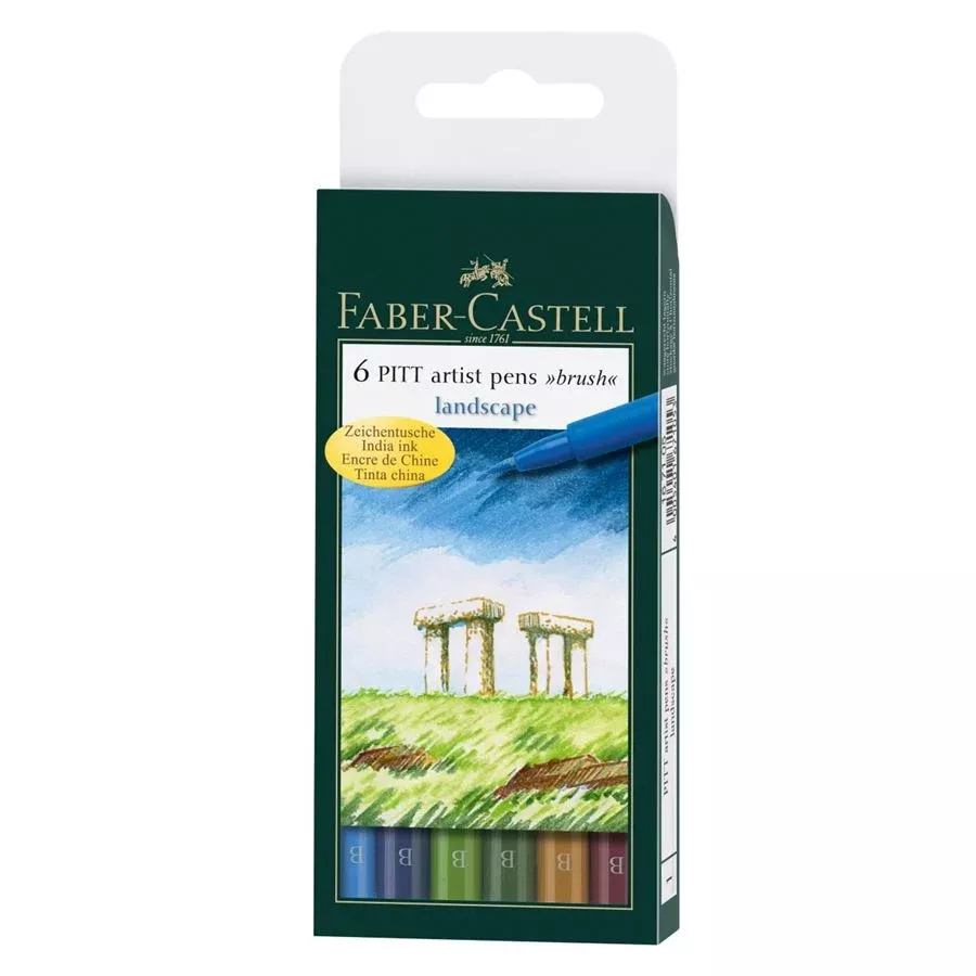 Faber-Castell PITT Artist Brush Pen Set of 6 (Landscape Colour)