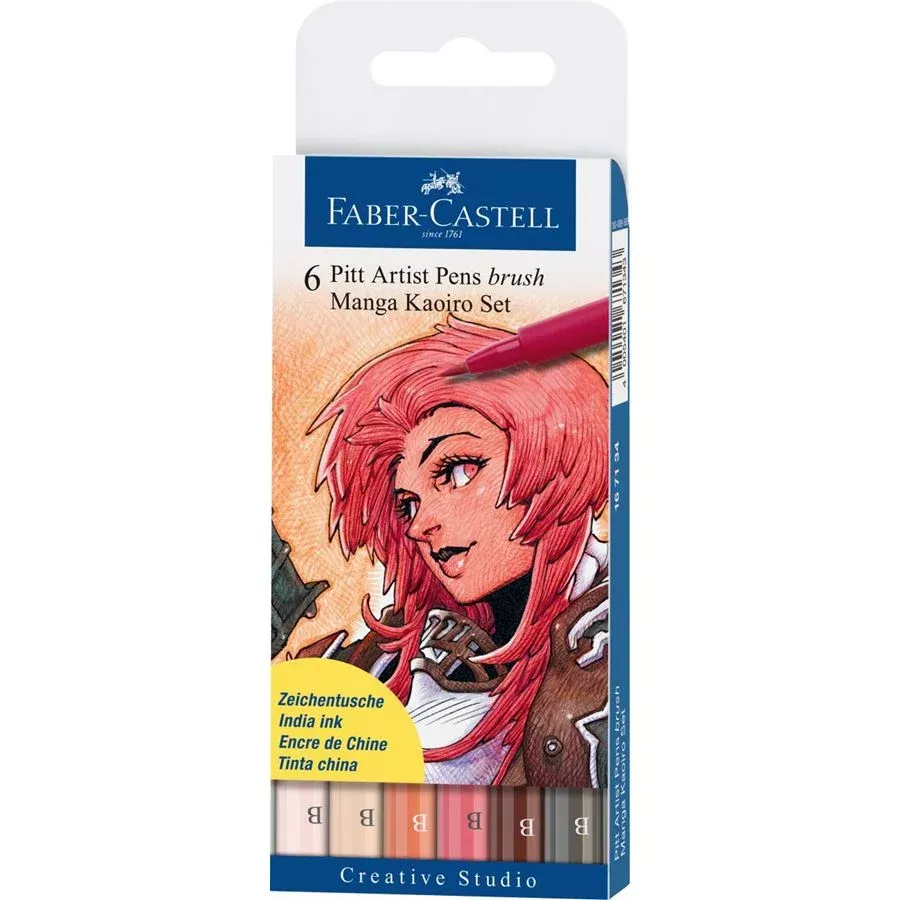 Faber-Castell Pitt Artist Pen Brush Manga Kaoiro Set of 6