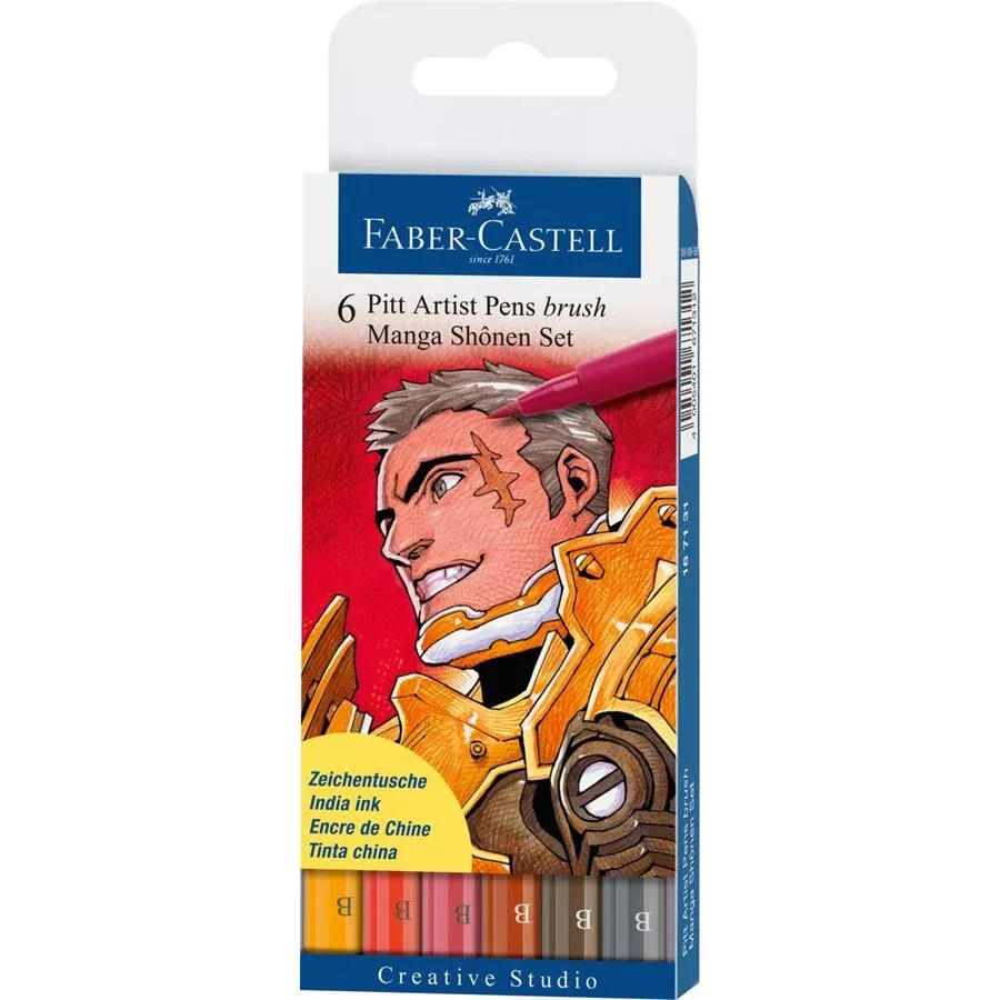 Faber-Castell Pitt Artist Pen Brush Manga Shonen Set of 6