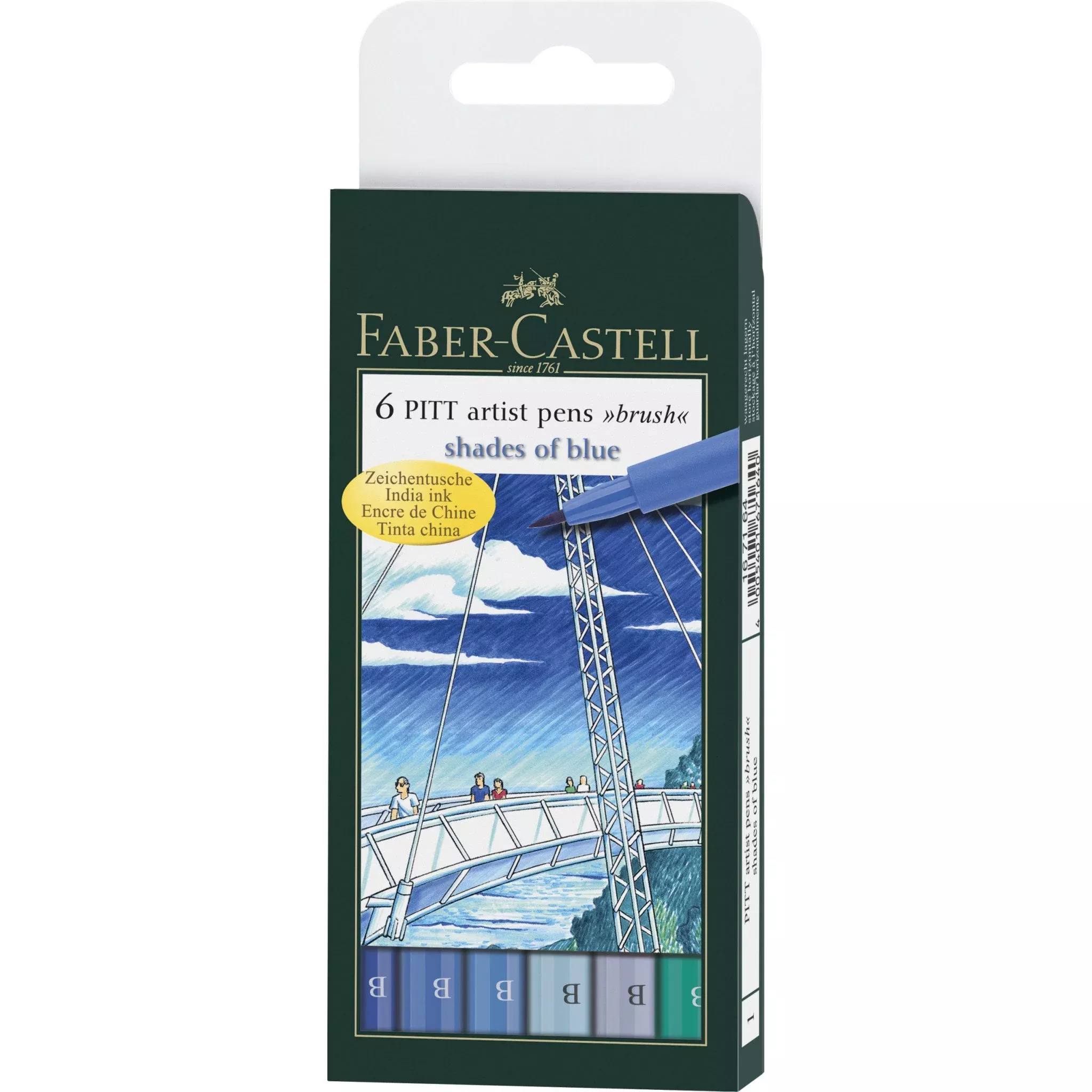 Faber-Castell PITT Artist Pen Brush Pen Set of 6 (Blues)
