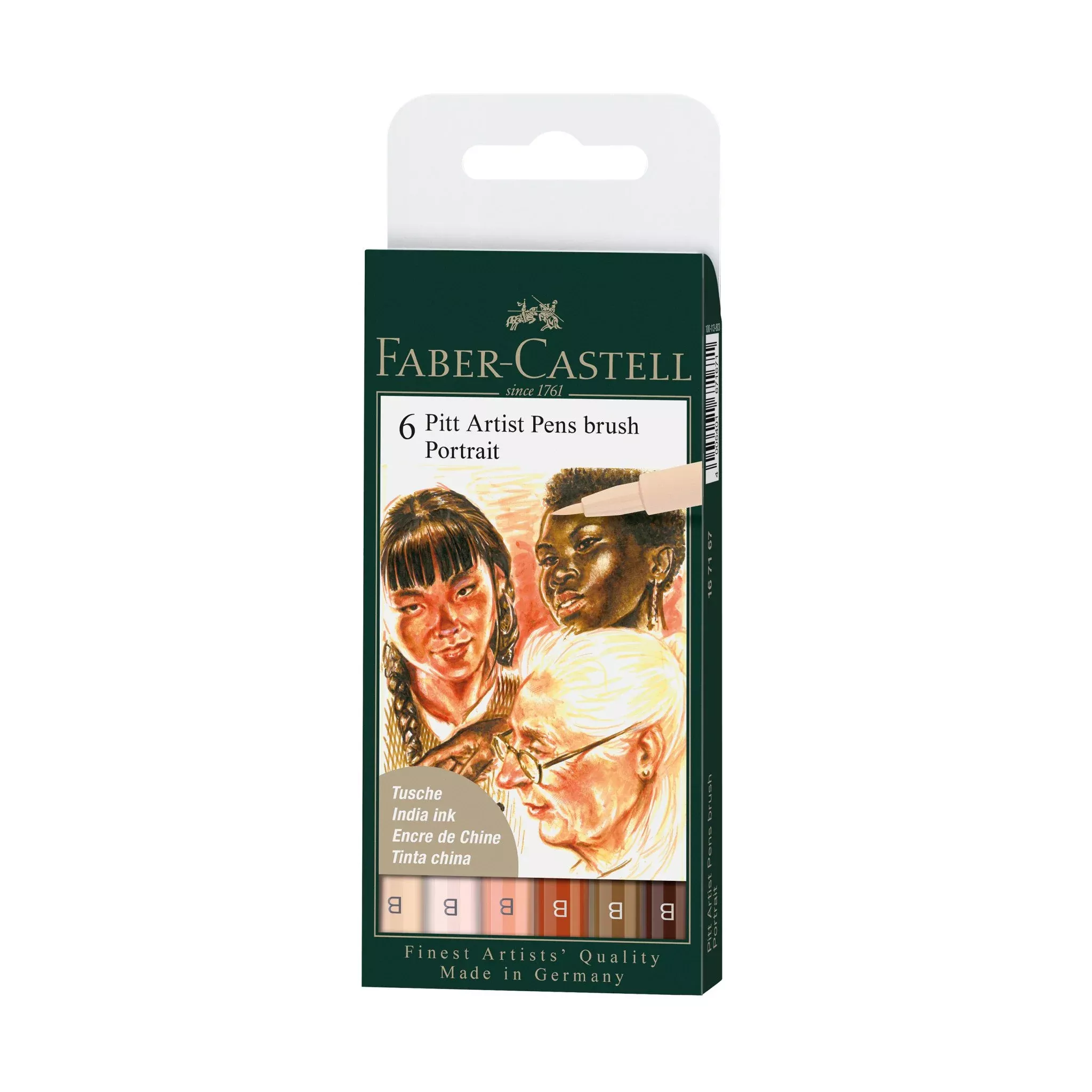 Faber-Castell PITT Artist Pen Brush Pen Set of 6 (Portrait)