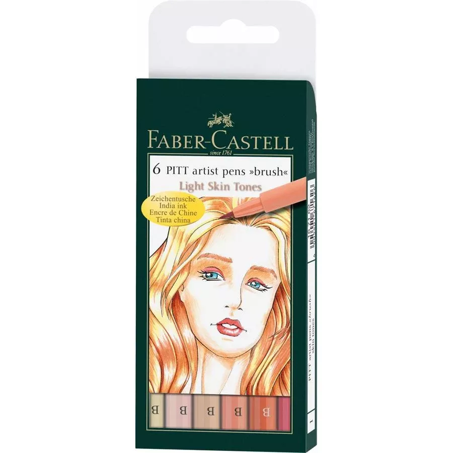 Faber-Castell PITT Artist Pen Brush Pen Set of 6 (Skin Tones Colour)