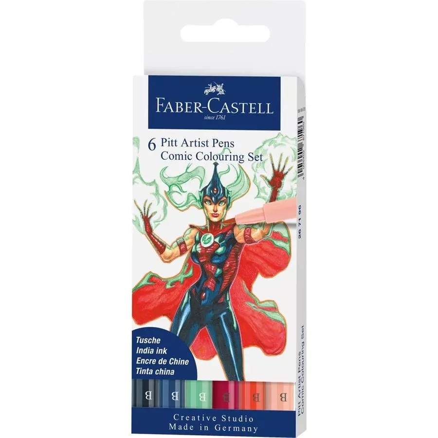 Faber-Castell Pitt Artist Pen Comic Colouring Set of 6