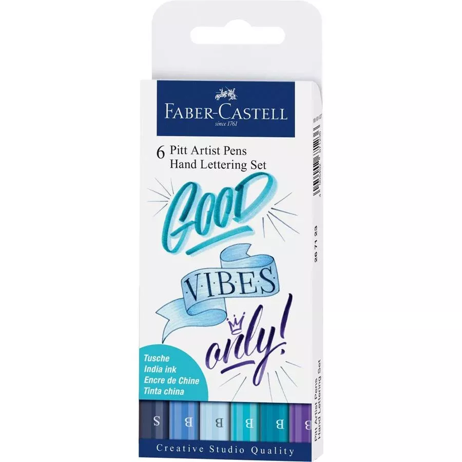 Faber-Castell Pitt Artist Pen Hand Lettering Set of 6 Blue