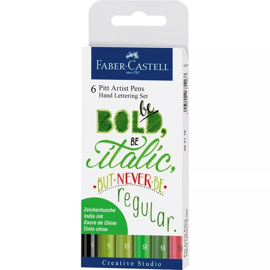 Faber-Castell Pitt Artist Pen Hand Lettering Set of 6 Green