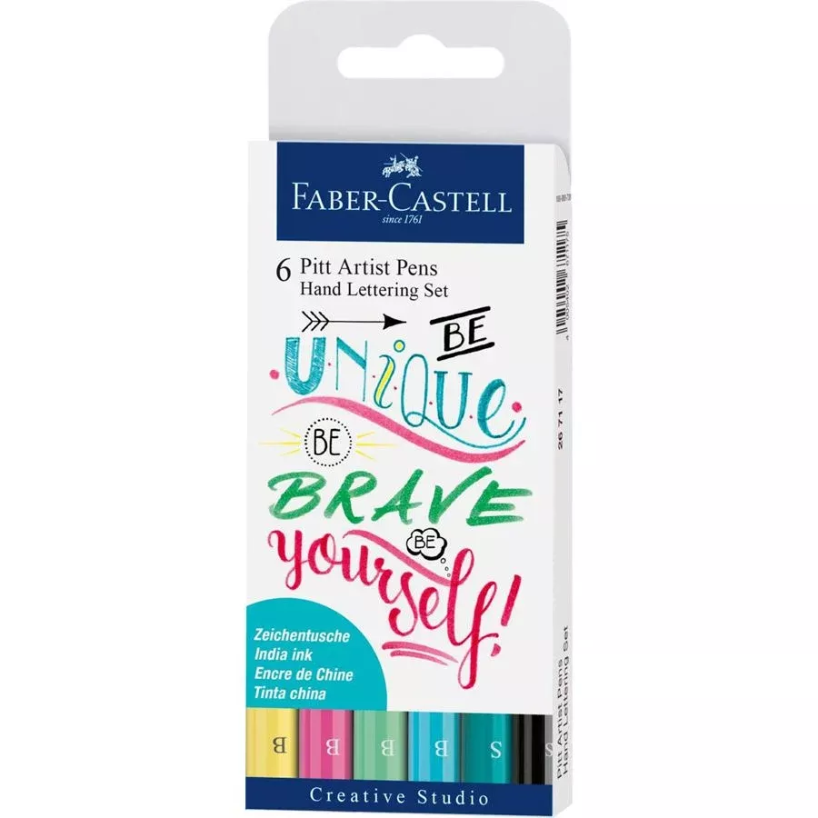 Faber-Castell Pitt Artist Pen Hand Lettering Set of 6 Pastel