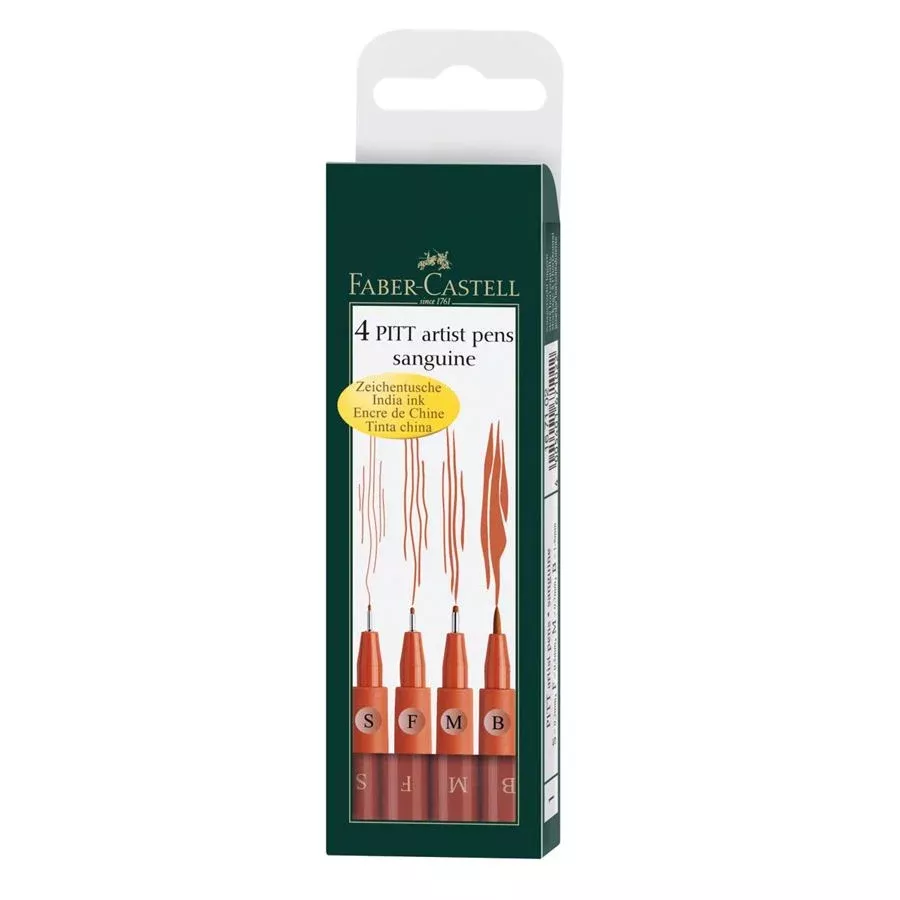 Faber-Castell PITT Artist Pen Set of (S,F,M,B) Sanguine