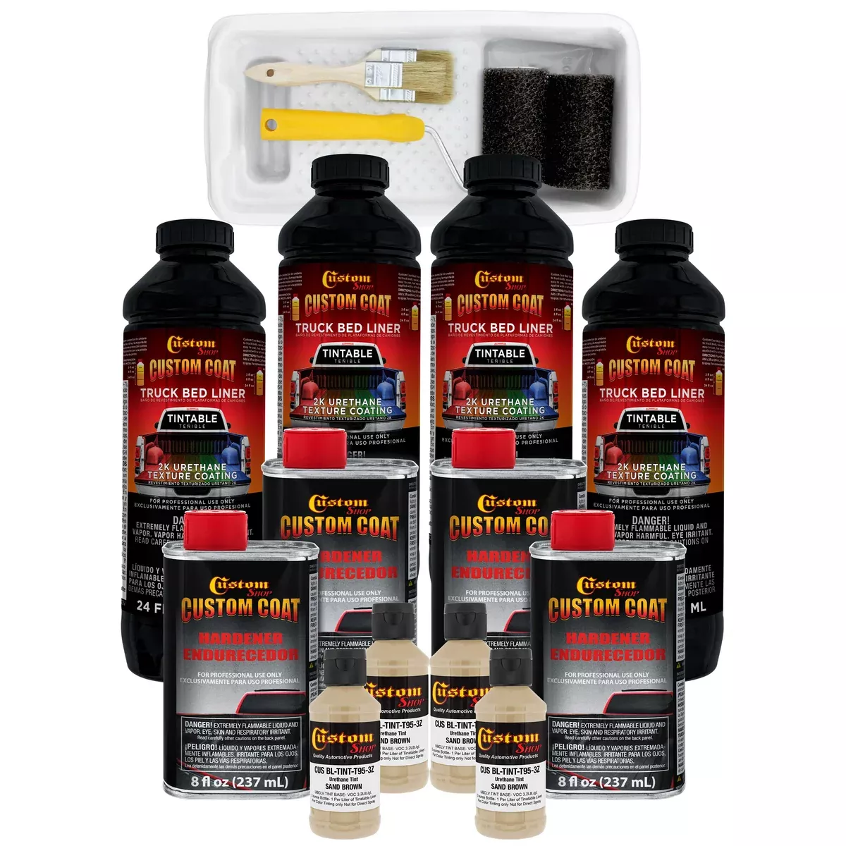 Federal Standard Color #30277 Sand Brown T95 Urethane Roll-On, Brush-On or Spray-On Truck Bed Liner, 1 Quart Kit with Roller Applicator Kit