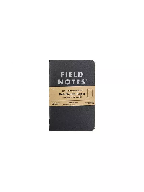 Field Notes Pitch Black Memo Book 3PK Small Dot-Graph
