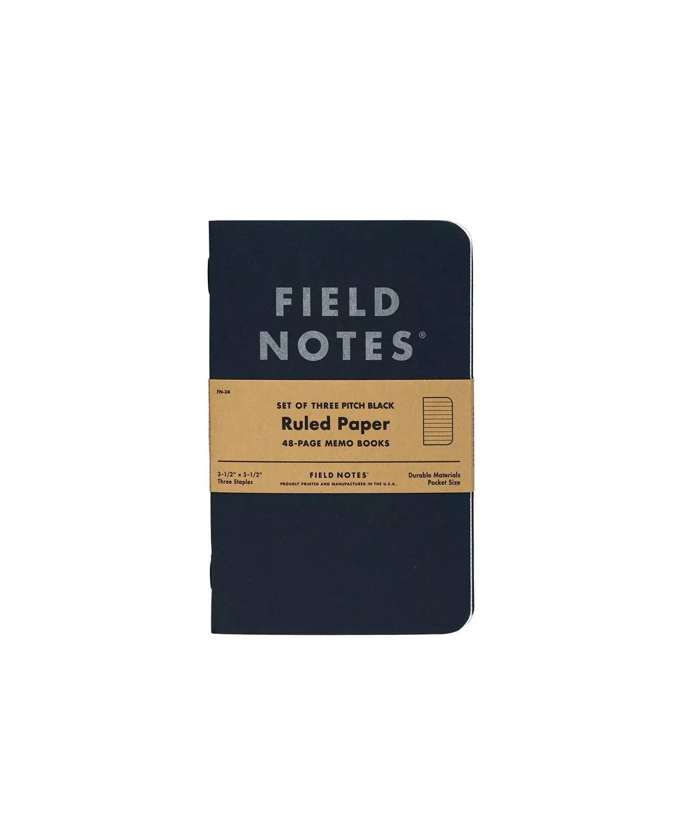 Field Notes Pitch Black Memo Book 3PK Small Ruled