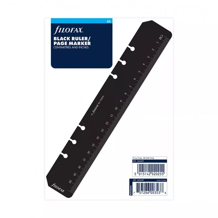 Filofax A5 Black Ruler