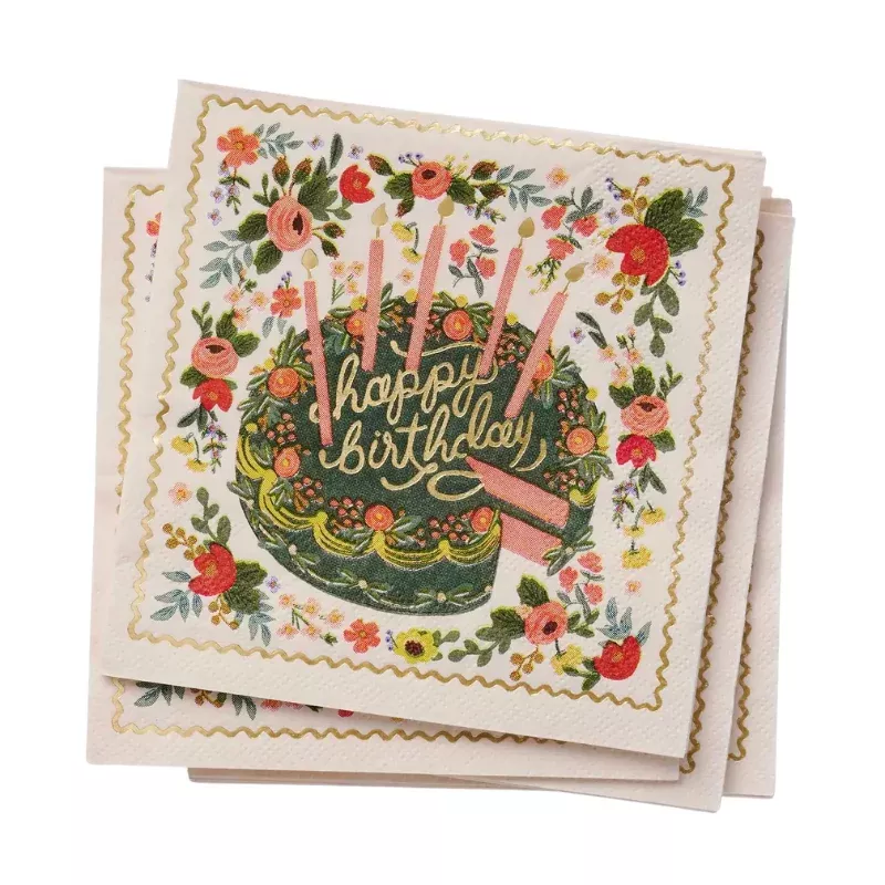 Floral Cake Cocktail Napkins