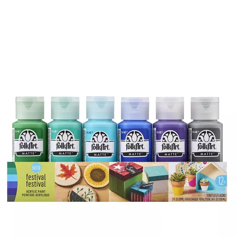 FolkArt Matte Assorted Acrylic Paint Set Exterior and Interior 24 oz