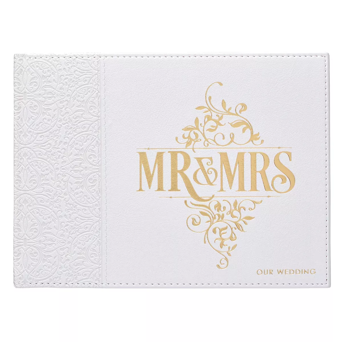 Guest Book: Mr & Mrs, White/Gold Lettering