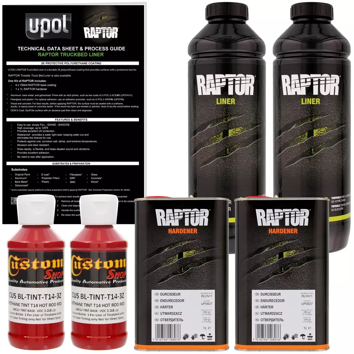 Hot Rod Red - U-POL Urethane Spray-On Truck Bed Liner & Texture Coating, 2 Quarts